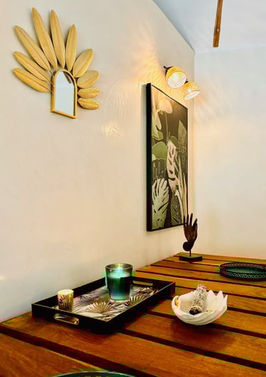 Décoration du spa du boutique hôtel Maison Fimela situé au coeur du Sine Saloum