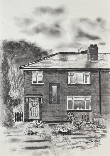 Watercolour of a house in Knutsford