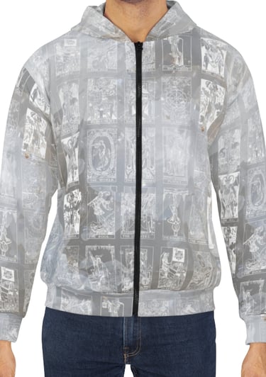white and marble tarot hoodie
