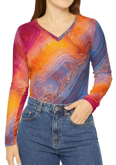 colorful marble long sleeve top