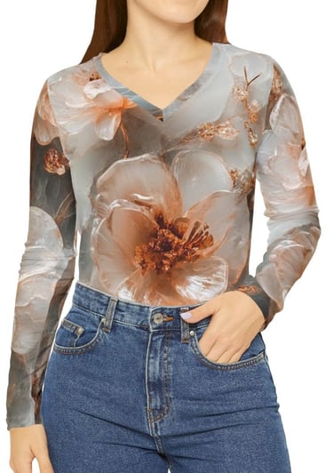 crystal floral long sleeve top