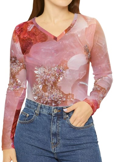 pink crystal flower long sleeve top