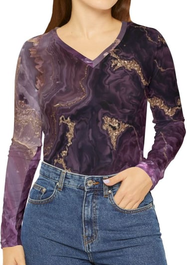 purple marble long sleeve top