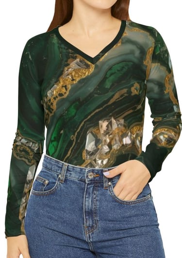 green marble long sleeve top