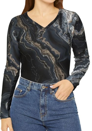 blue marble long sleeve top