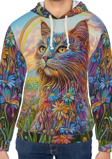 floral colorful cat hoodie