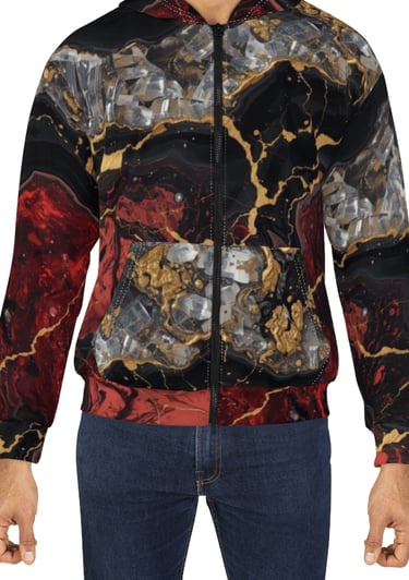 red black crystal zipped hoodie
