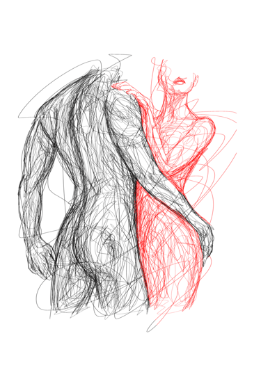 nude couple drawing. sexy couple poster. by nuditat