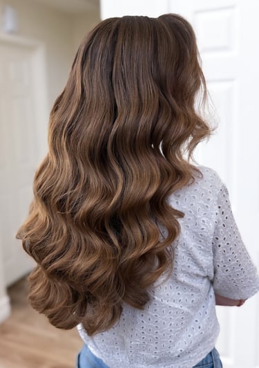 Modern romantic bride in Lodi winery suite with soft waves and pinned-back style