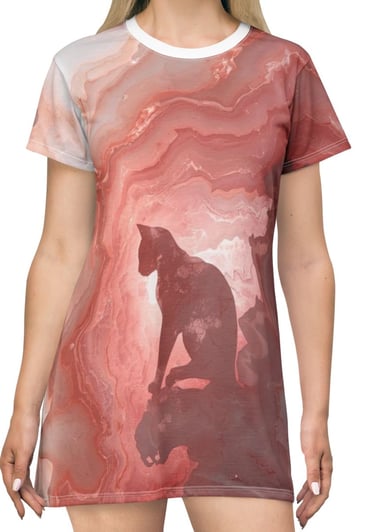 pink cat marble t-shirt dress