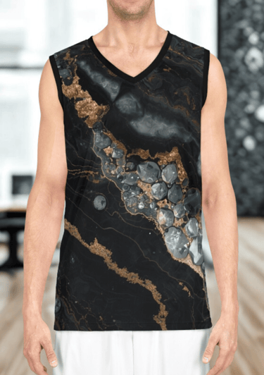 man wearing a black crystal vest