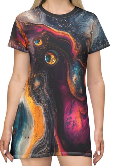 colorful marble t-shirt dress