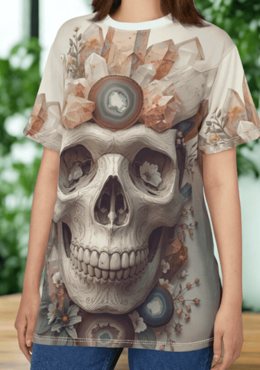 woman wearing a skull t-shirt