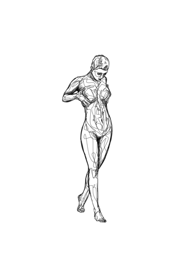 woman posing nude scribble art drawing by nuditat