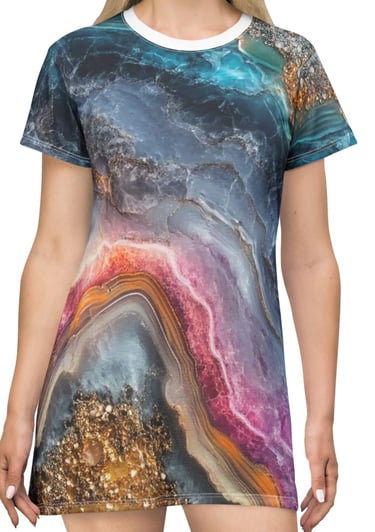 colorful marble t-shirt dress