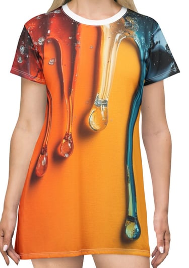 unique color drip t-shirt dress