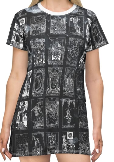 black and white tarot t-shirt dress
