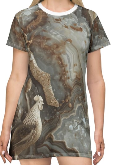 rooster marble t-shirt dress