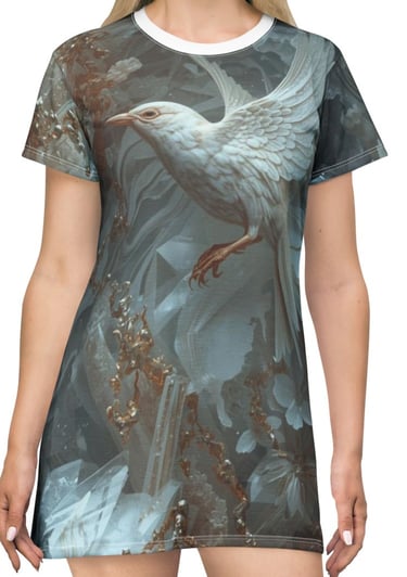bird crystals t-shirt dress