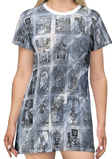 black and blue marble tarot t-shirt dress