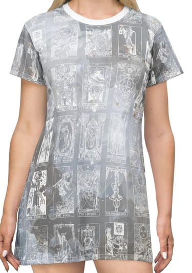 white and marble tarot t-shirt dress
