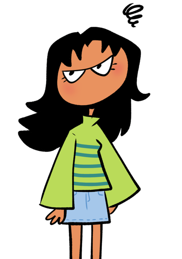 a cartoon girl with a questionnaire about a question. Diane Mulolo Faida