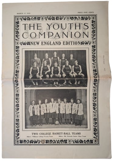 Rare early Williams College Basketball Team Photograph on the Youth's Companion Newspaper