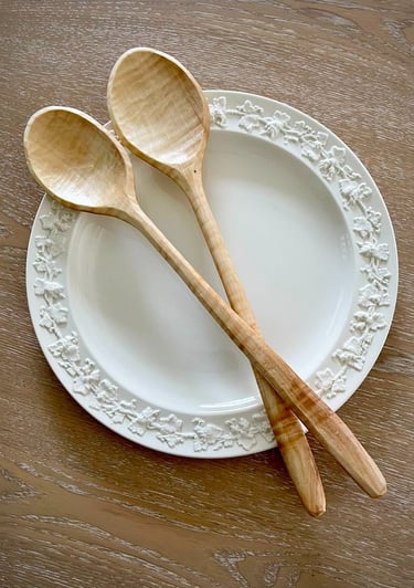 Large hand-carved wood cooking spoons (10-13")