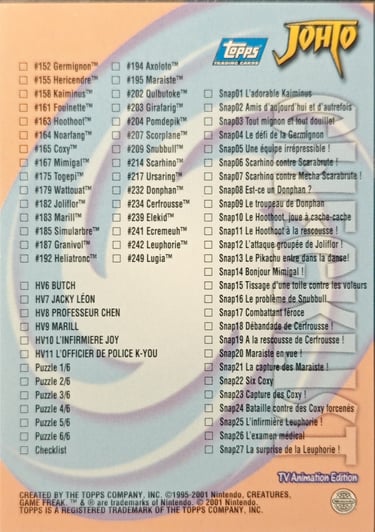 Listing topps série 3 Jotho