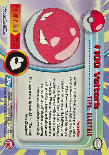 100 Voltorb Topps Pokémon series 2 US back