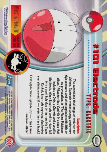 101 Electrode Topps Pokémon series 2 US back