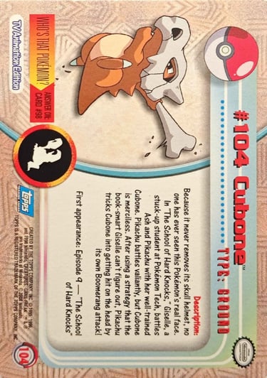 104 Cubone Topps Pokémon series 2 US back