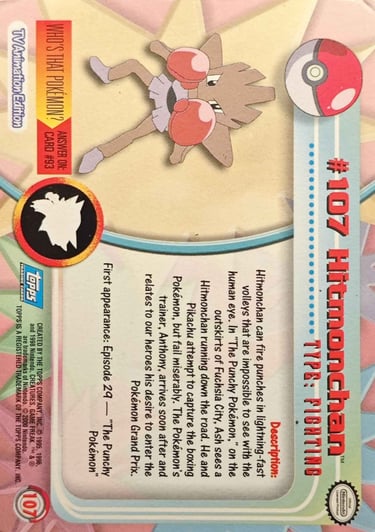 107 Hitmonchan Topps Pokémon series 2 US back