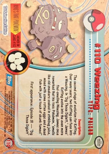 110 Weezing Topps Pokémon series 2 US back