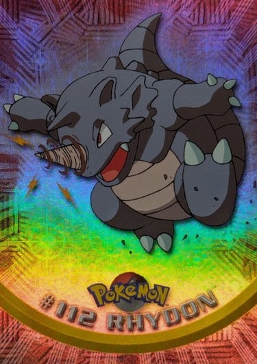 112 Rhydon Topps Pokémon series 2 US rainbow foil