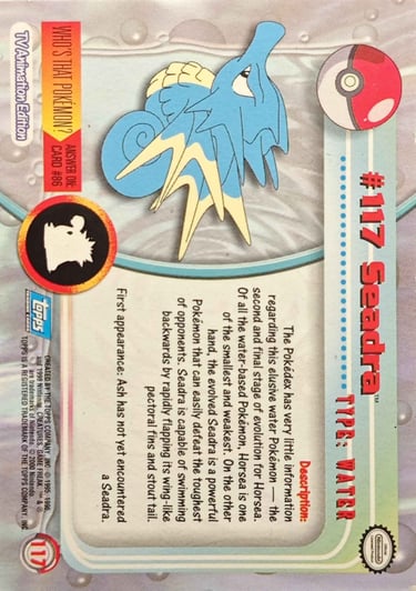 117 Seadra Topps Pokémon series 2 US Back