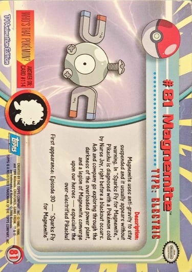 81 Magnemite Topps Pokémon series 2 US back