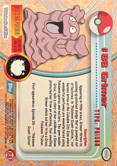 88 Grimer Topps Pokémon series 2 US back