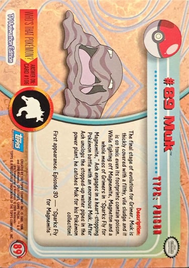 89 Muk Topps Pokémon series 2 US back
