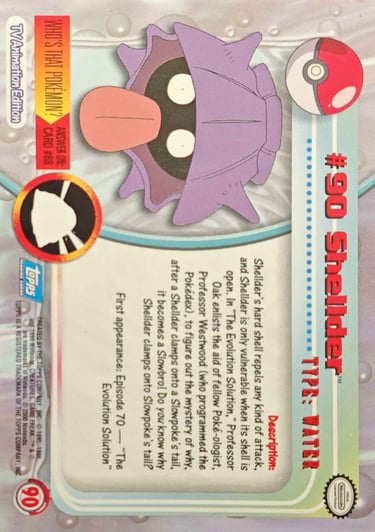 90 Shellder Topps Pokémon series 2 US back