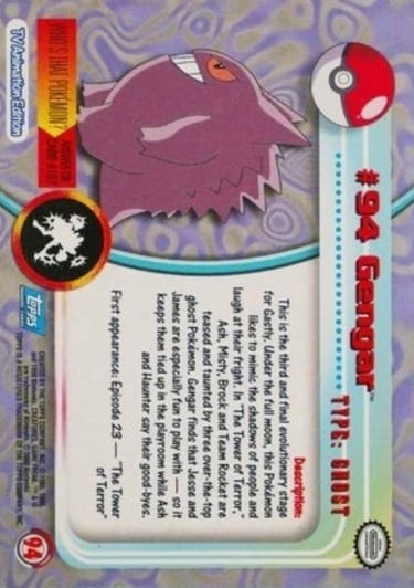 94 Gengar Topps Pokémon series 2 US back