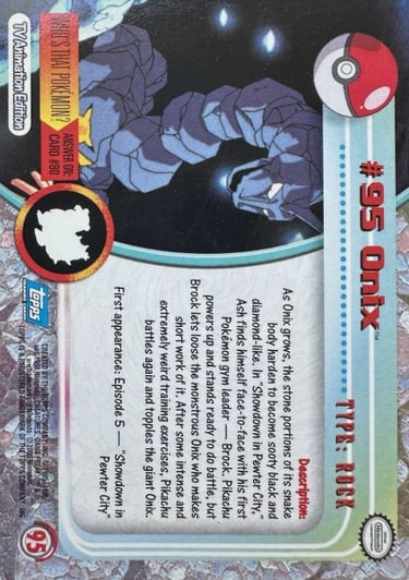 95 Onix Topps Pokémon series 2 US back