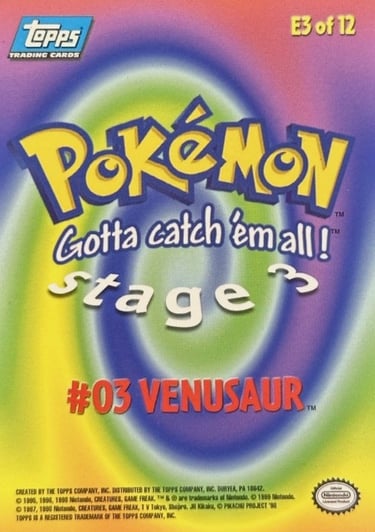 E3 Of E12 Venusaur Topps Pokémon The First Movie back