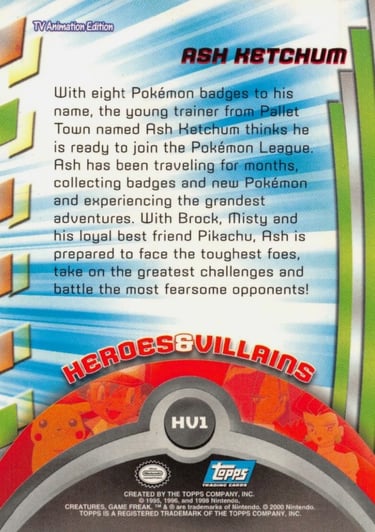 HV1 Ash Ketchum Topps Pokémon series 2 US back
