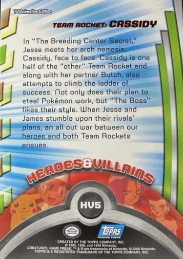 HV5 Cassidy Topps Pokémon series 2 US back