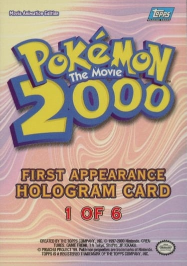 Lugia First Appearance Hologram card Topps Pokémon The Movie 2000 back