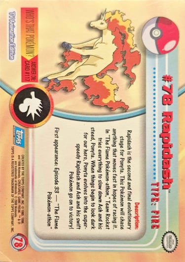 78 Rapidash Topps Pokémon series 2 US back
