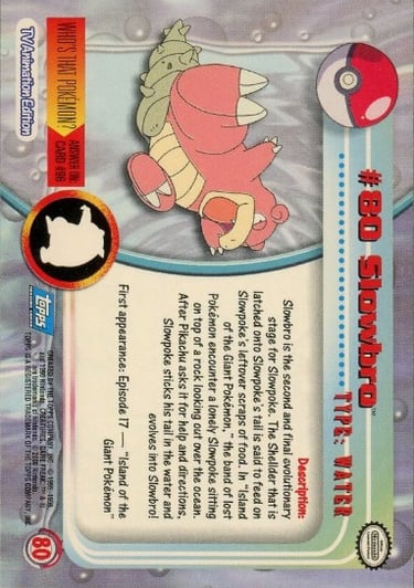 80 Slowbro Topps Pokémon series 2 US back