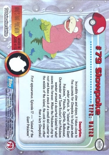 79 Slowpoke Topps Pokémon series 2 US back