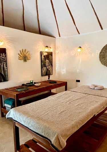 Vue du spa du boutique hôtel Maison Fimela situé au coeur du Sine Saloum